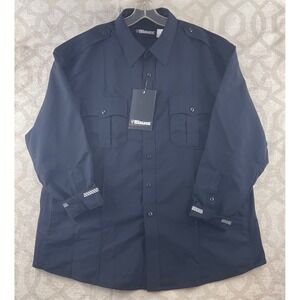 Blauer 8906 Dark Navy LS Rayon Blend Supershirt Mens 18.5 35 Uniform Shirt NWT